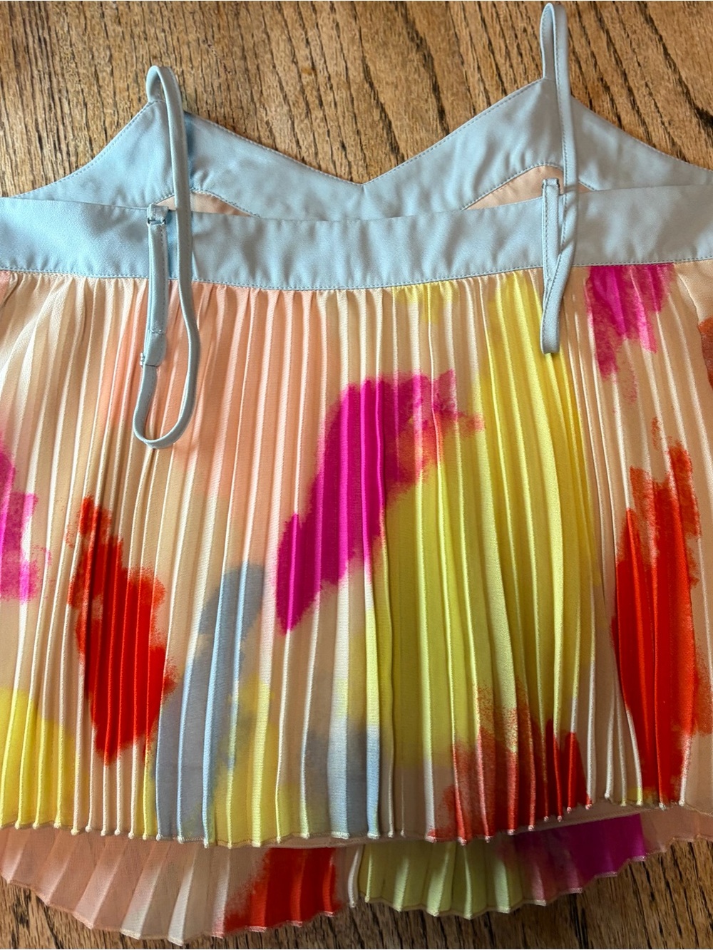 1.STATE Pleated Multicolor Dress with Light Blue Yoke - Picture 2 of 4